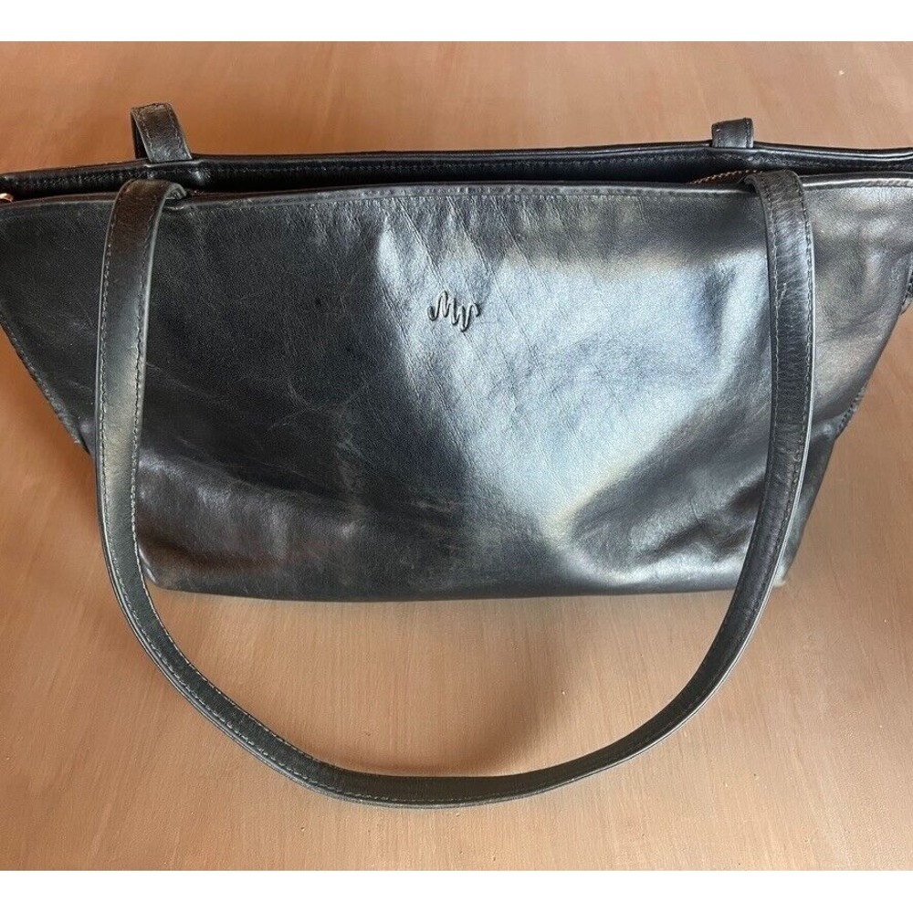 Vintage Original Monsac MW‎ Black Leather Handbag Elegant Timeless Purse Tote - Picture 2 of 16